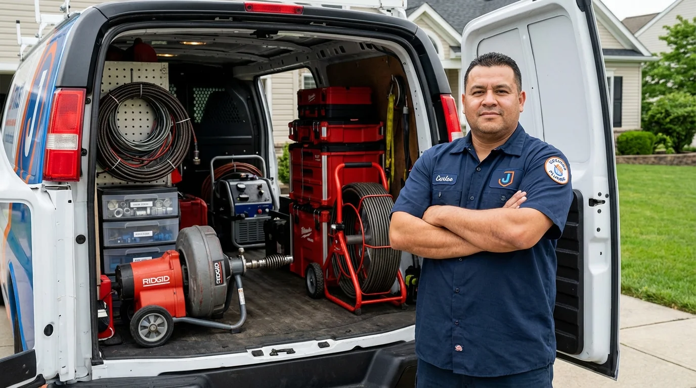 Professional drain cleaning equipment and Johns Plumbing LLC plumber in Clancy