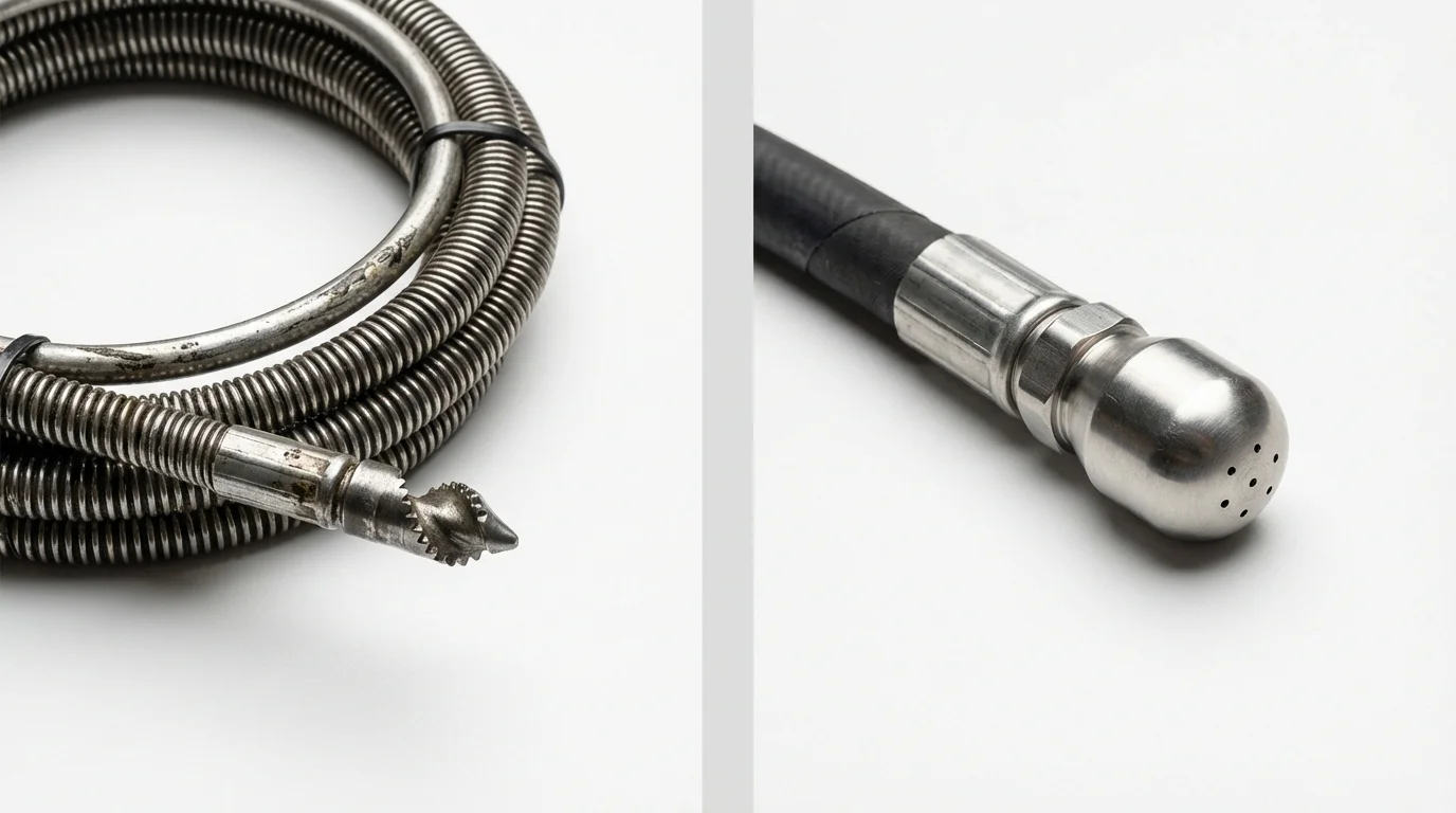 Drain snake cable and hydro jetting nozzle used for drain cleaning in Clancy, MT