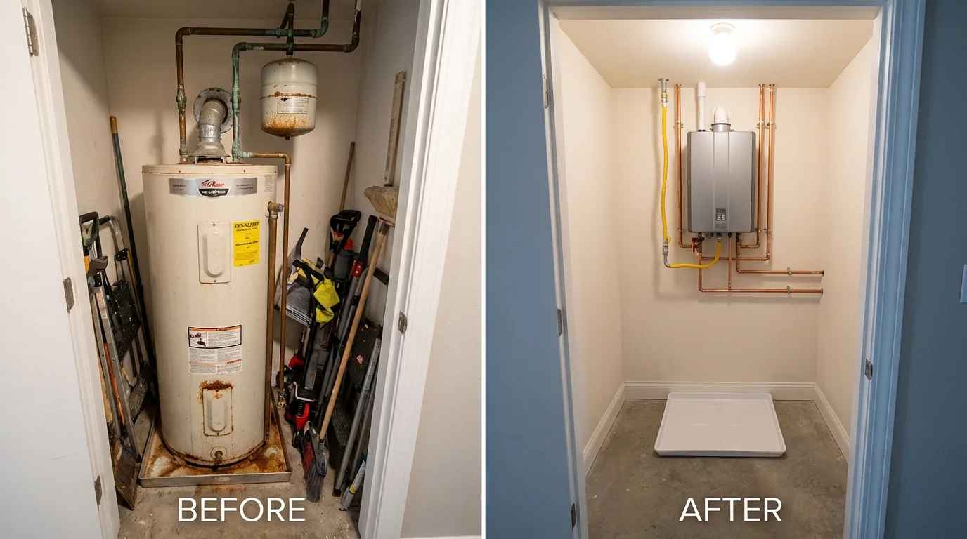 Tank water heater versus wall-mounted tankless unit comparison for Clancy, MT homeowners